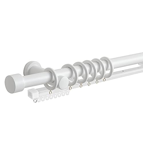 値下木製カーテンレール2本セットオフホワイト長さ調節可能 カーテン